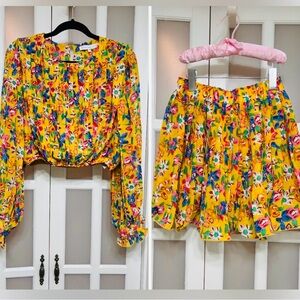 Endless Rose Yellow Floral Crop Top & Skirt Set